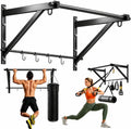 500LBS Adjustable Wall & Doorway Pull Up Bar with Hooks