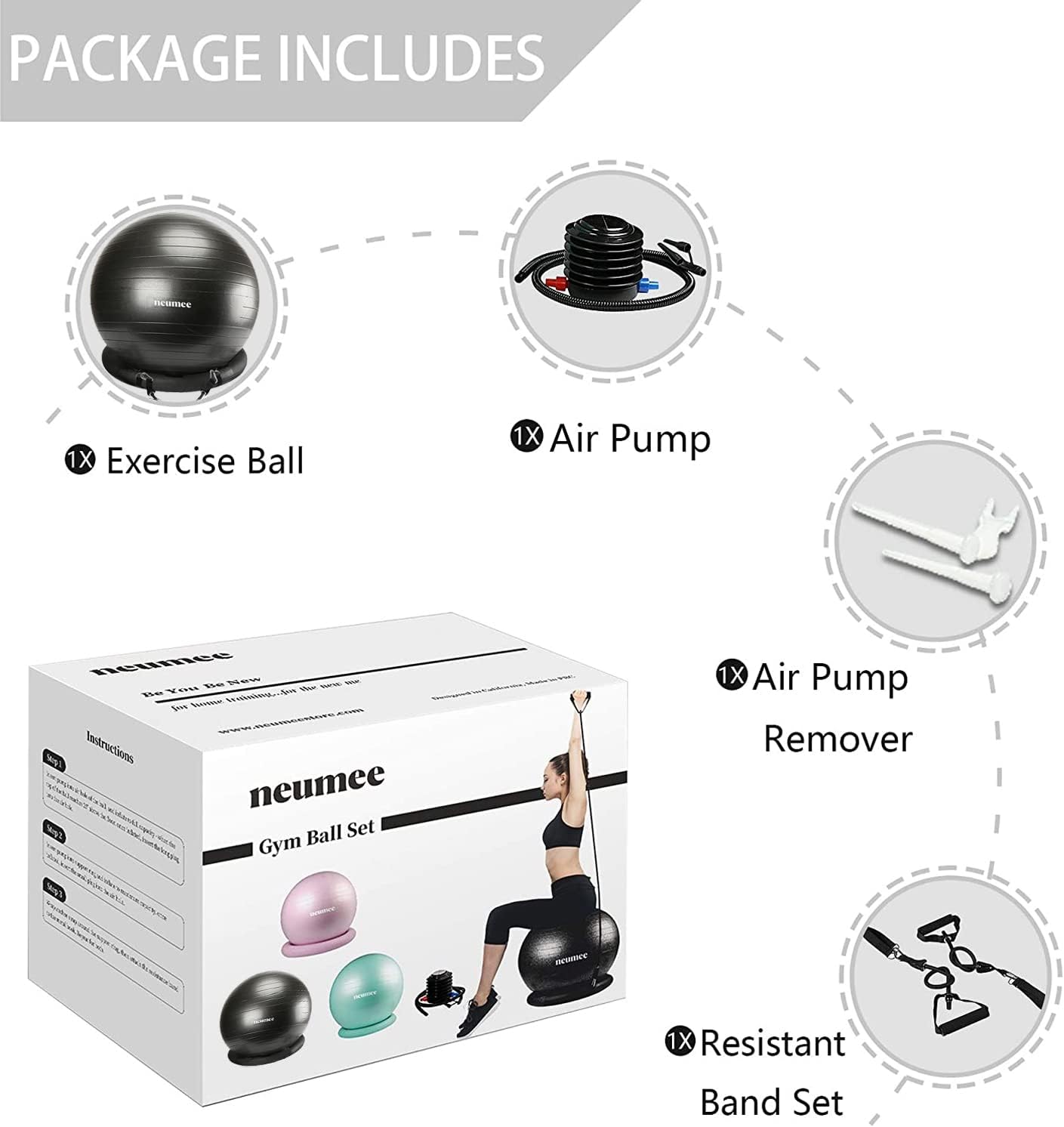 65cm Yoga Ball Chair Set