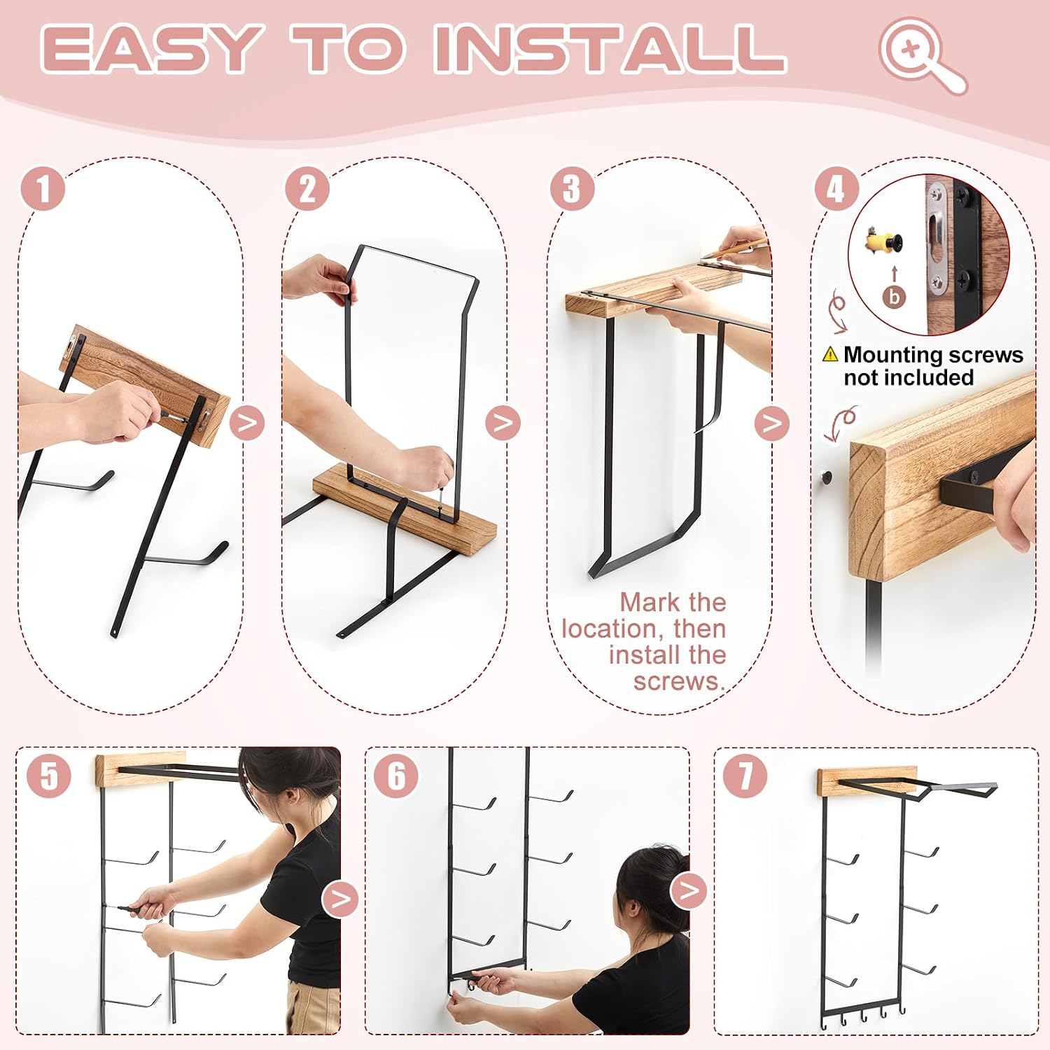 Wood Metal Yoga Mat Storage Rack