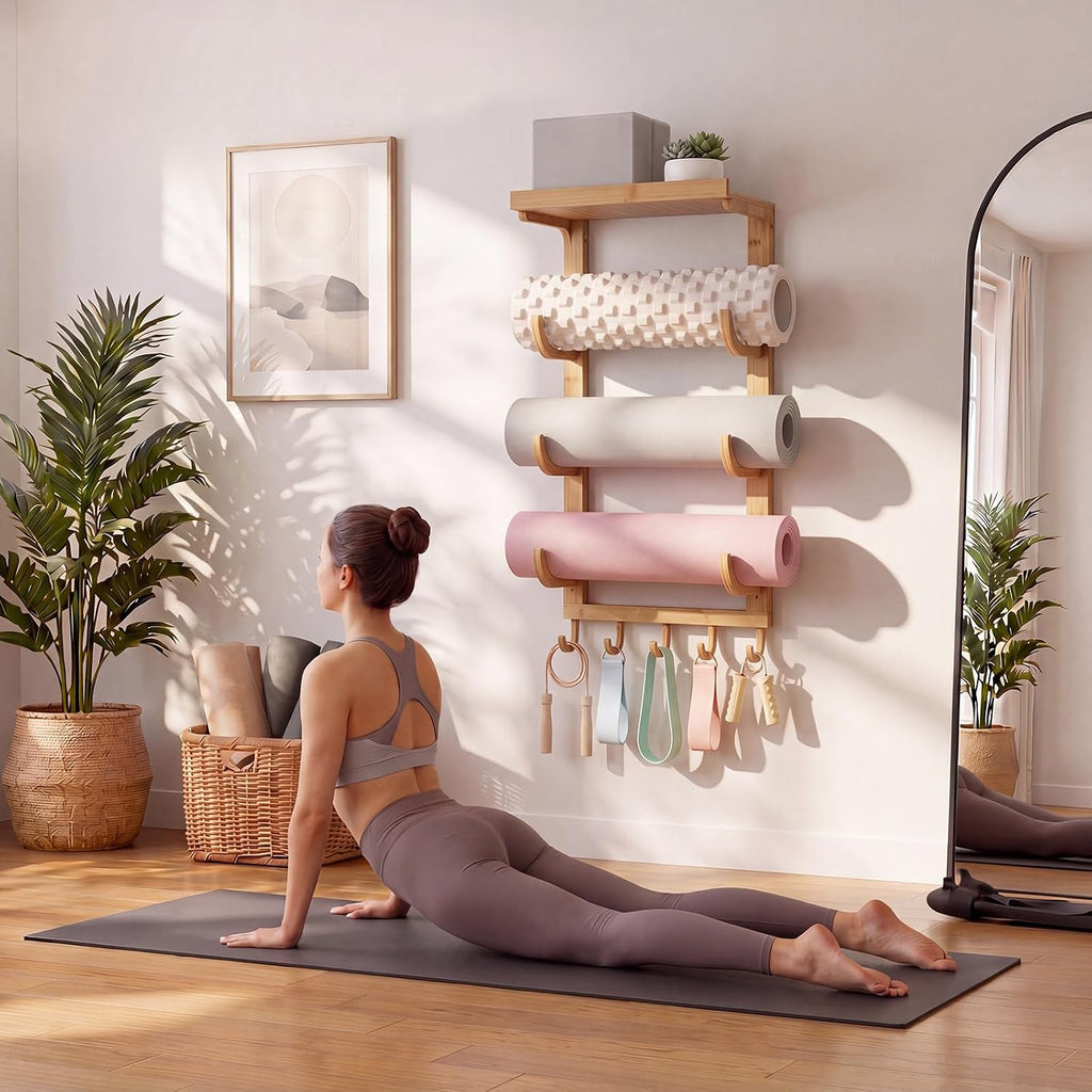 Wood Wall Yoga Mat Holder