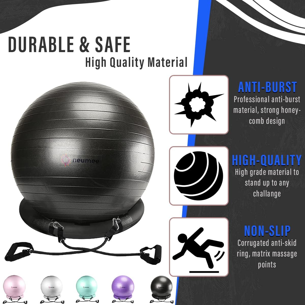 65cm Yoga Ball Chair Set