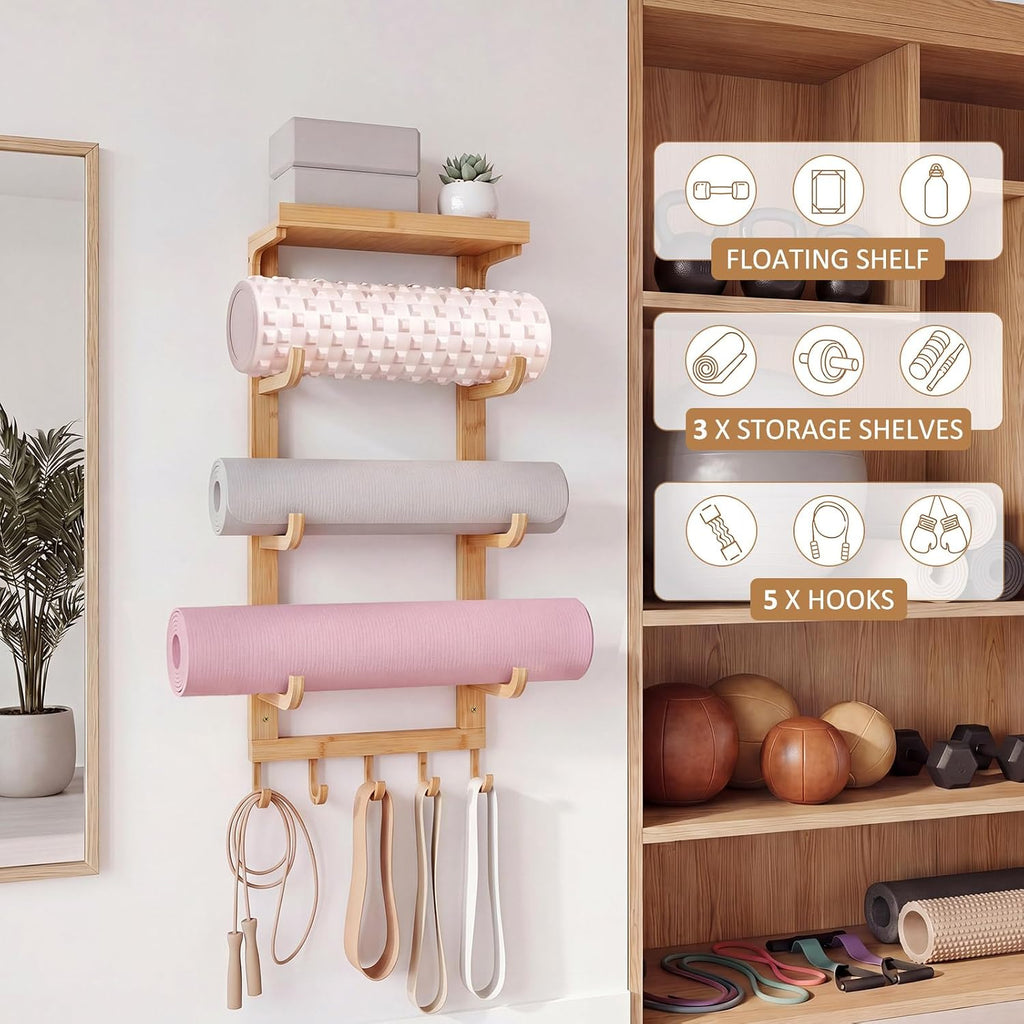 Wood Wall Yoga Mat Holder