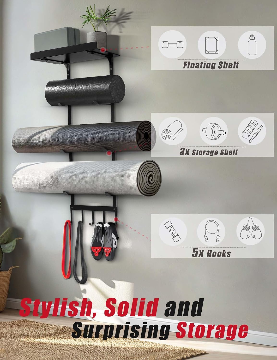 Wall Yoga Mat Storage Rack