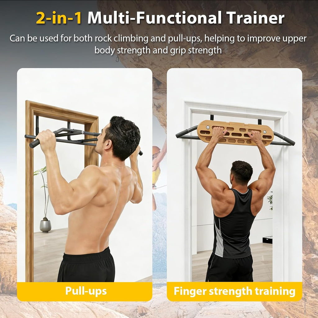 2-in-1 Doorway Pull Up Bar Climbing Hangboard