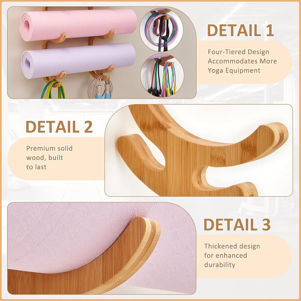 Wood Wall Yoga Mat Holder