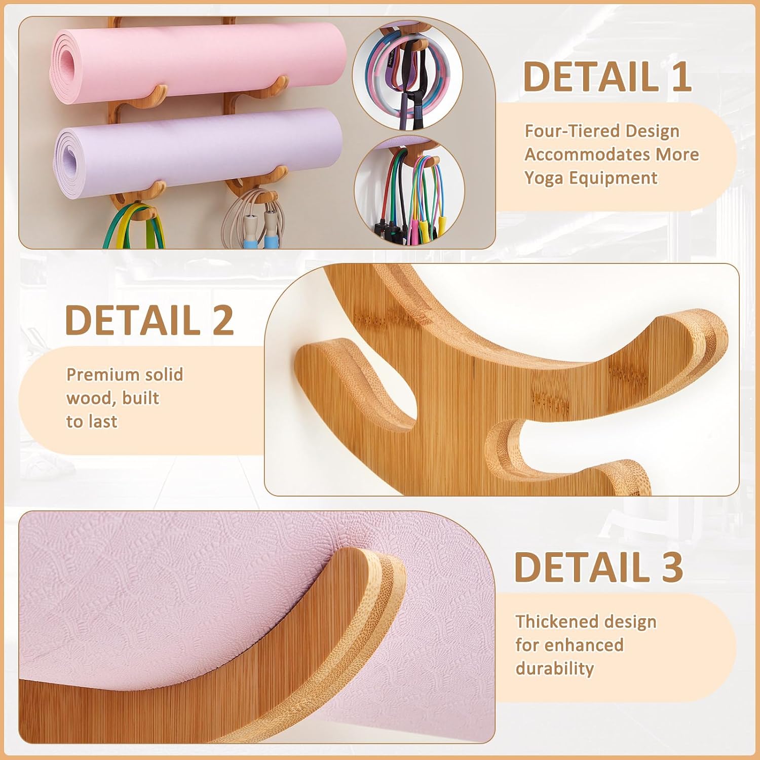 Wood Wall Yoga Mat Holder