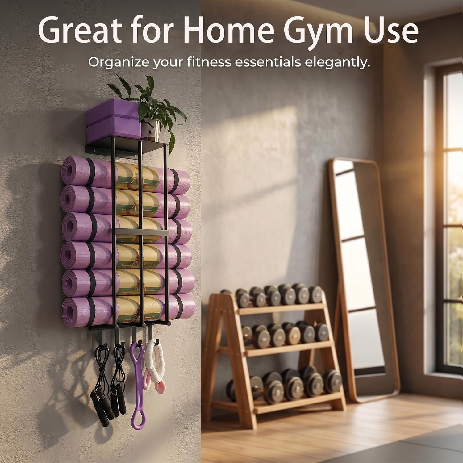 Wall Mount Yoga Mat Organizer