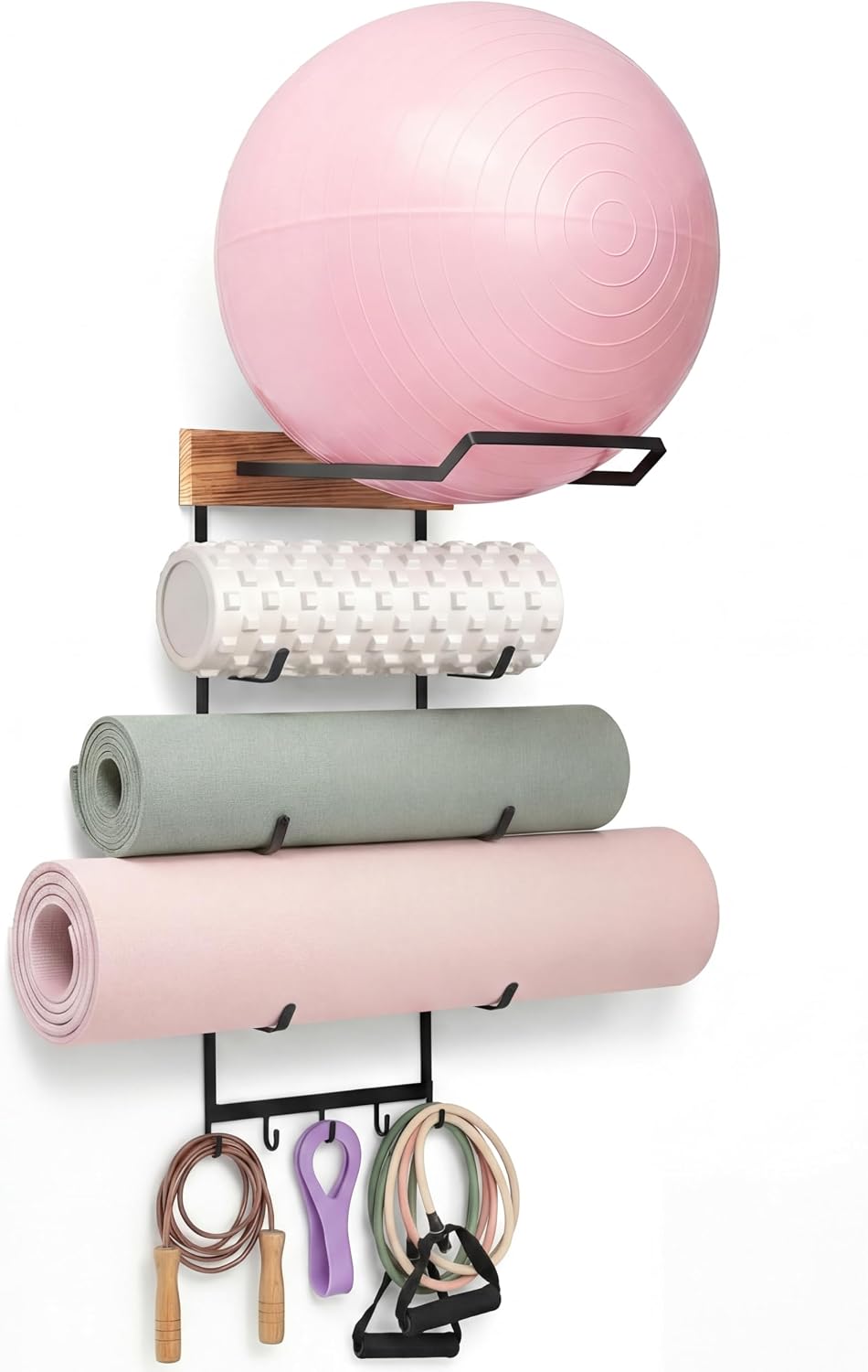 Wood Metal Yoga Mat Storage Rack
