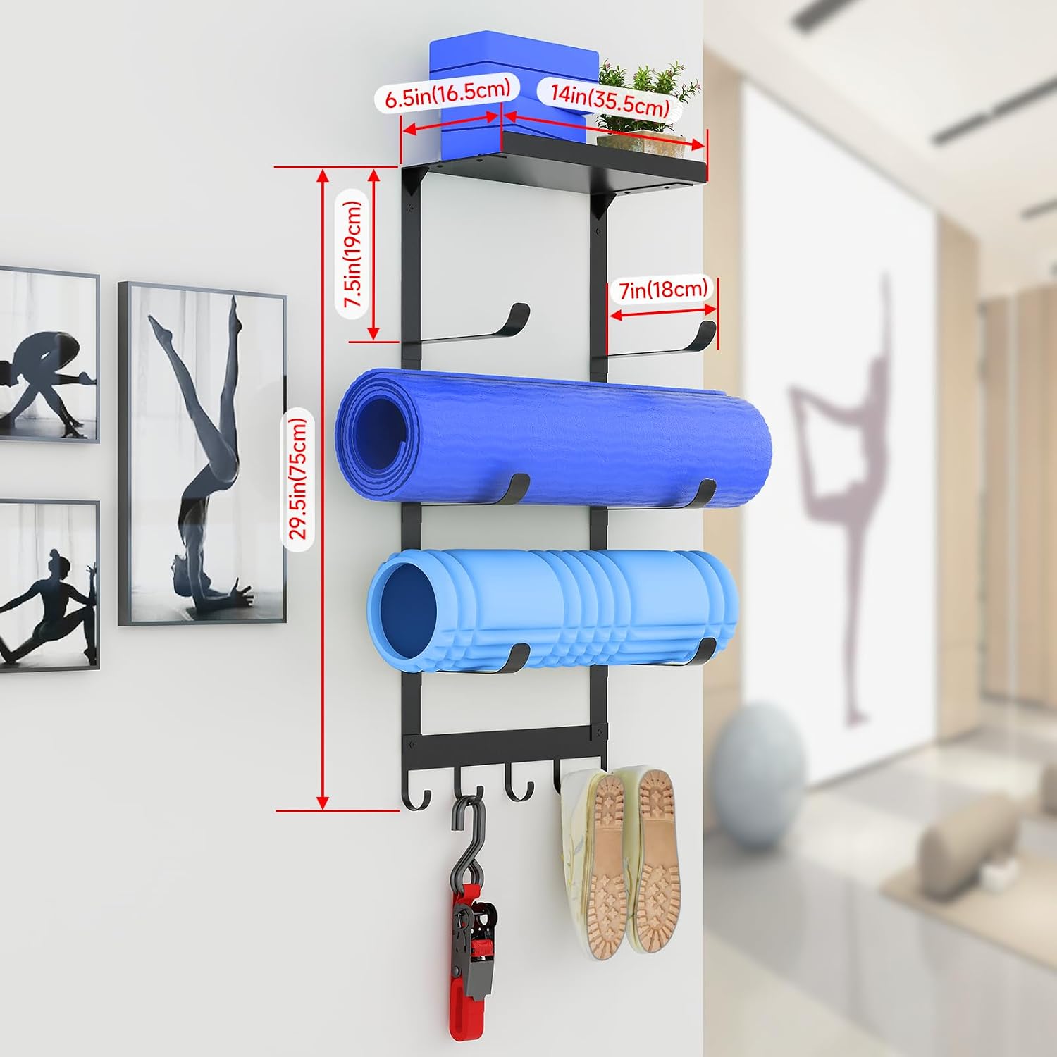 Black Metal Yoga Mat Holder