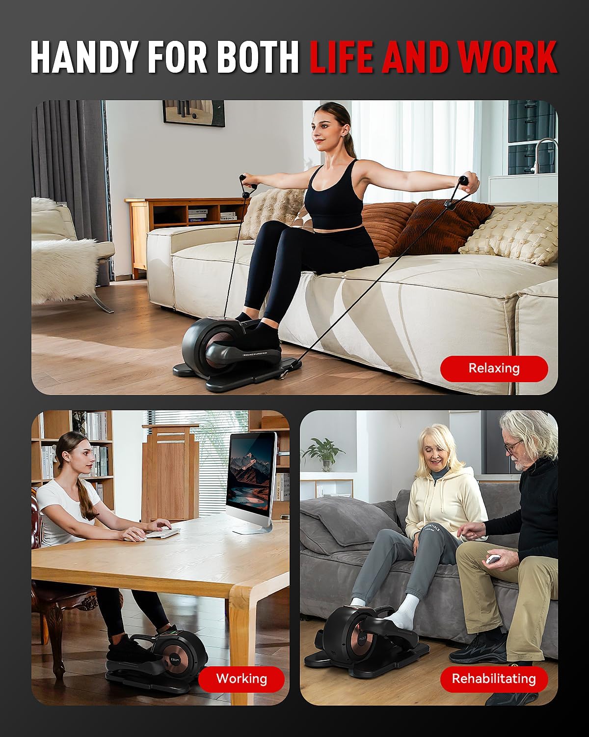 LCD Under Desk Elliptical Trainer