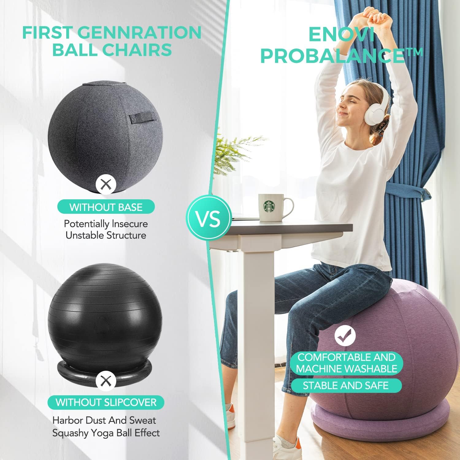 Yoga Ball Chair with Slipcover & Base
