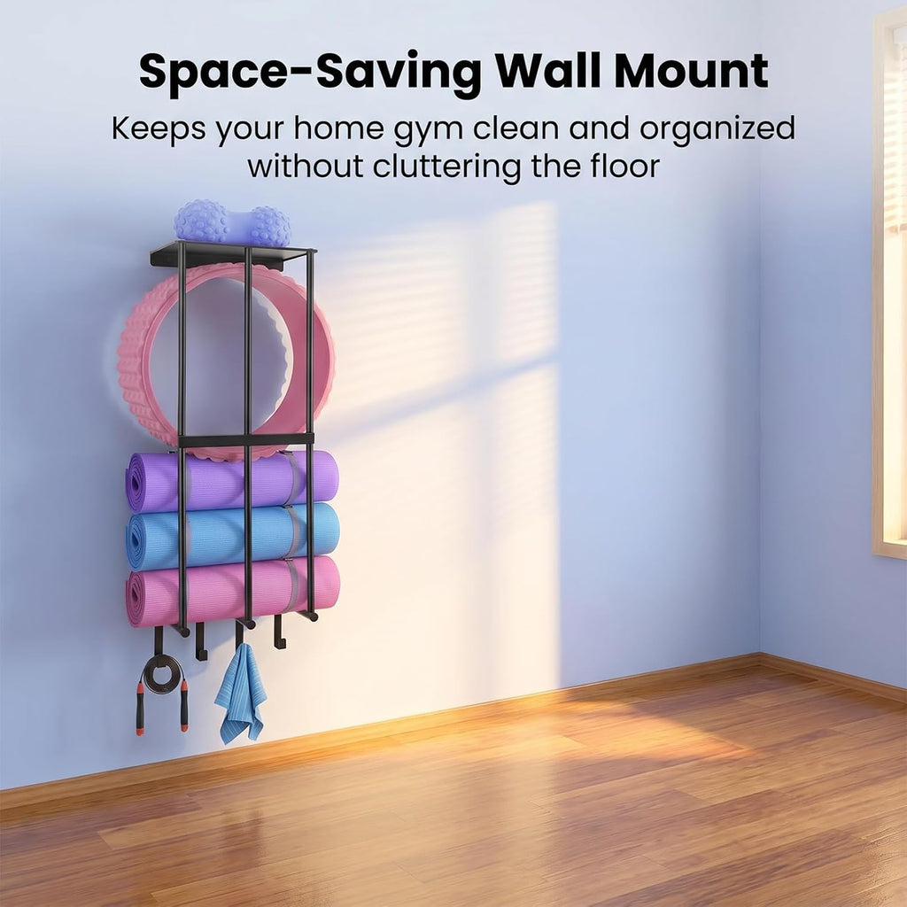 Wall Mount Yoga Mat Organizer