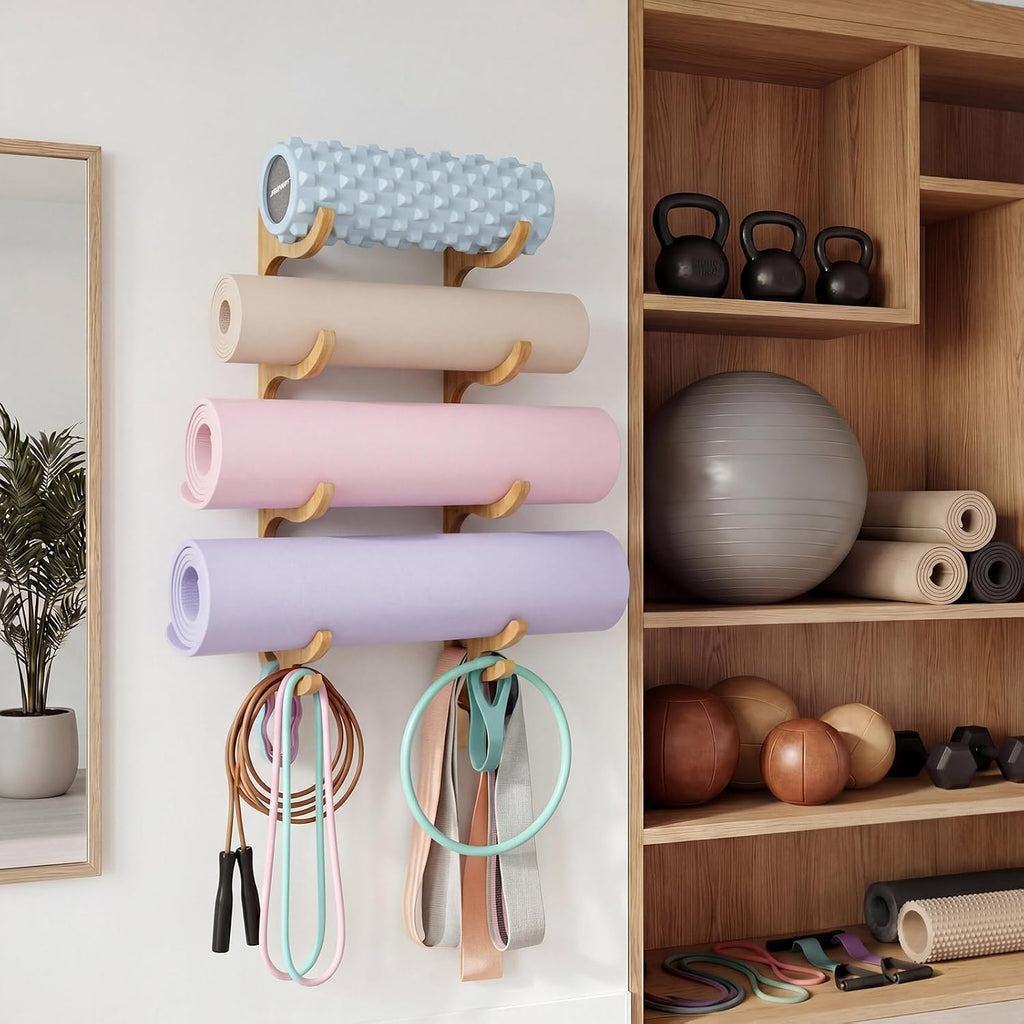 Wood Wall Yoga Mat Holder