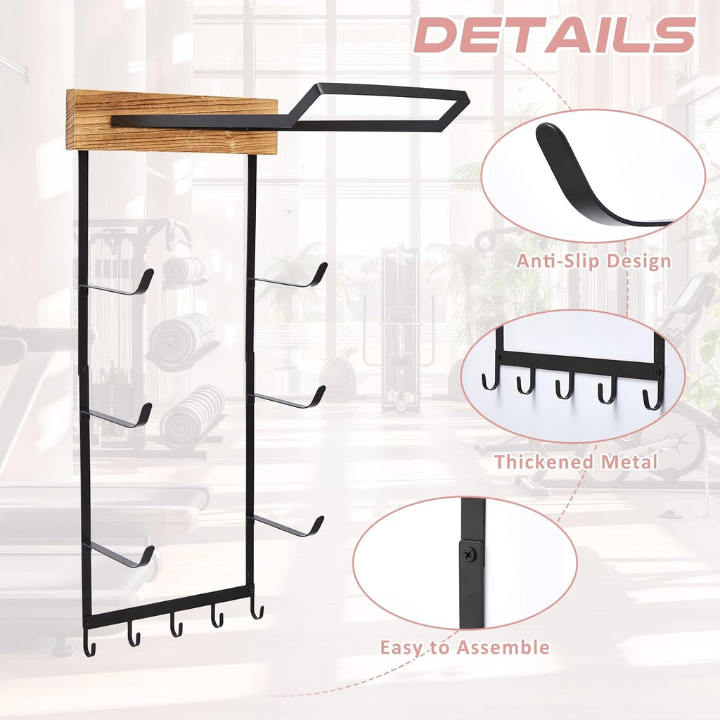 Wood Metal Yoga Mat Storage Rack