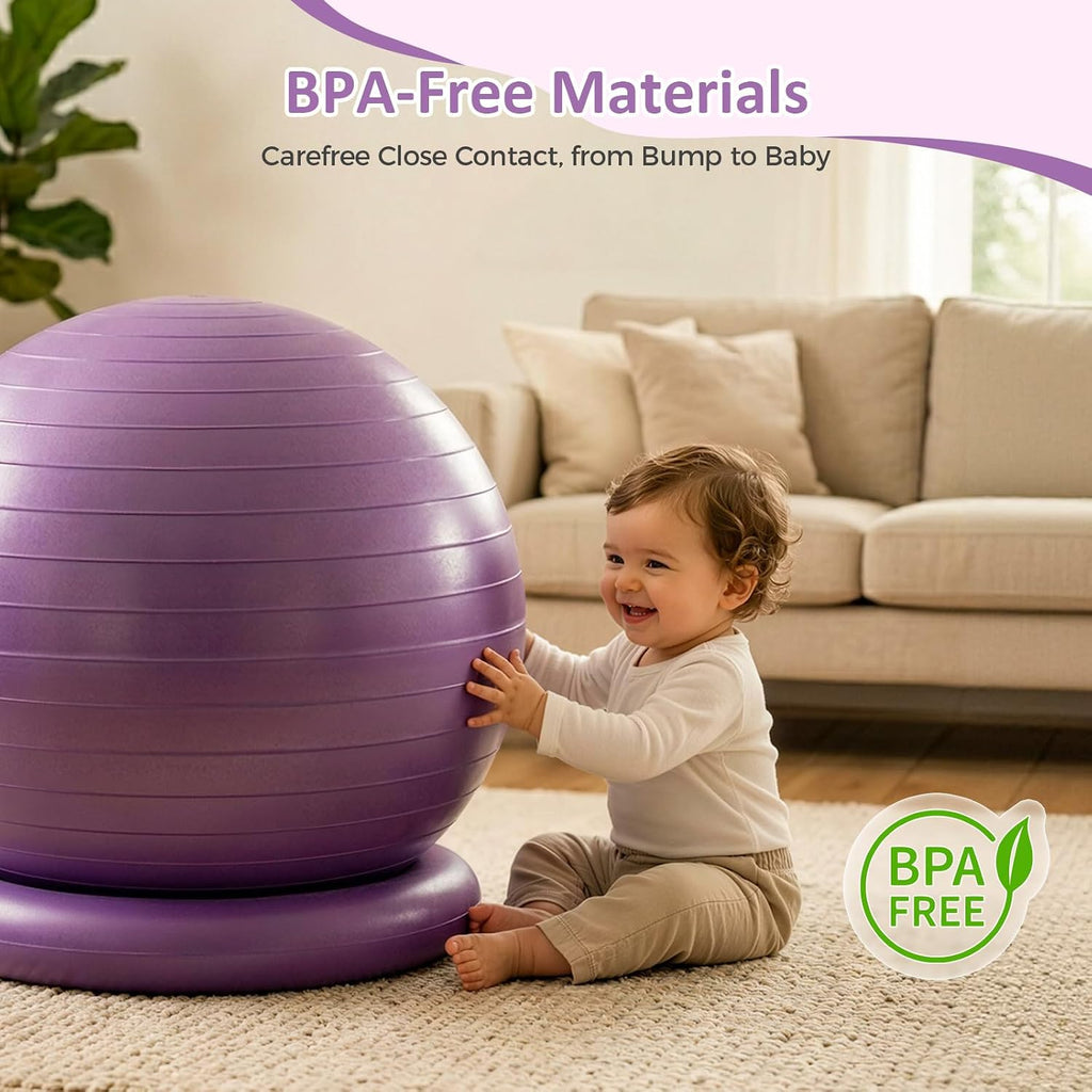 Anti-Burst BPA-Free Birthing Yoga Ball Set with Base