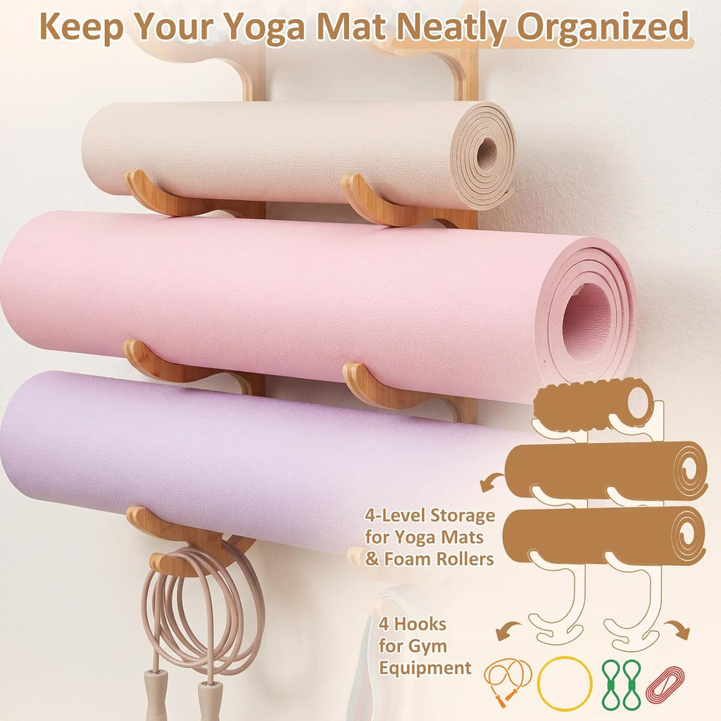 Wood Wall Yoga Mat Holder