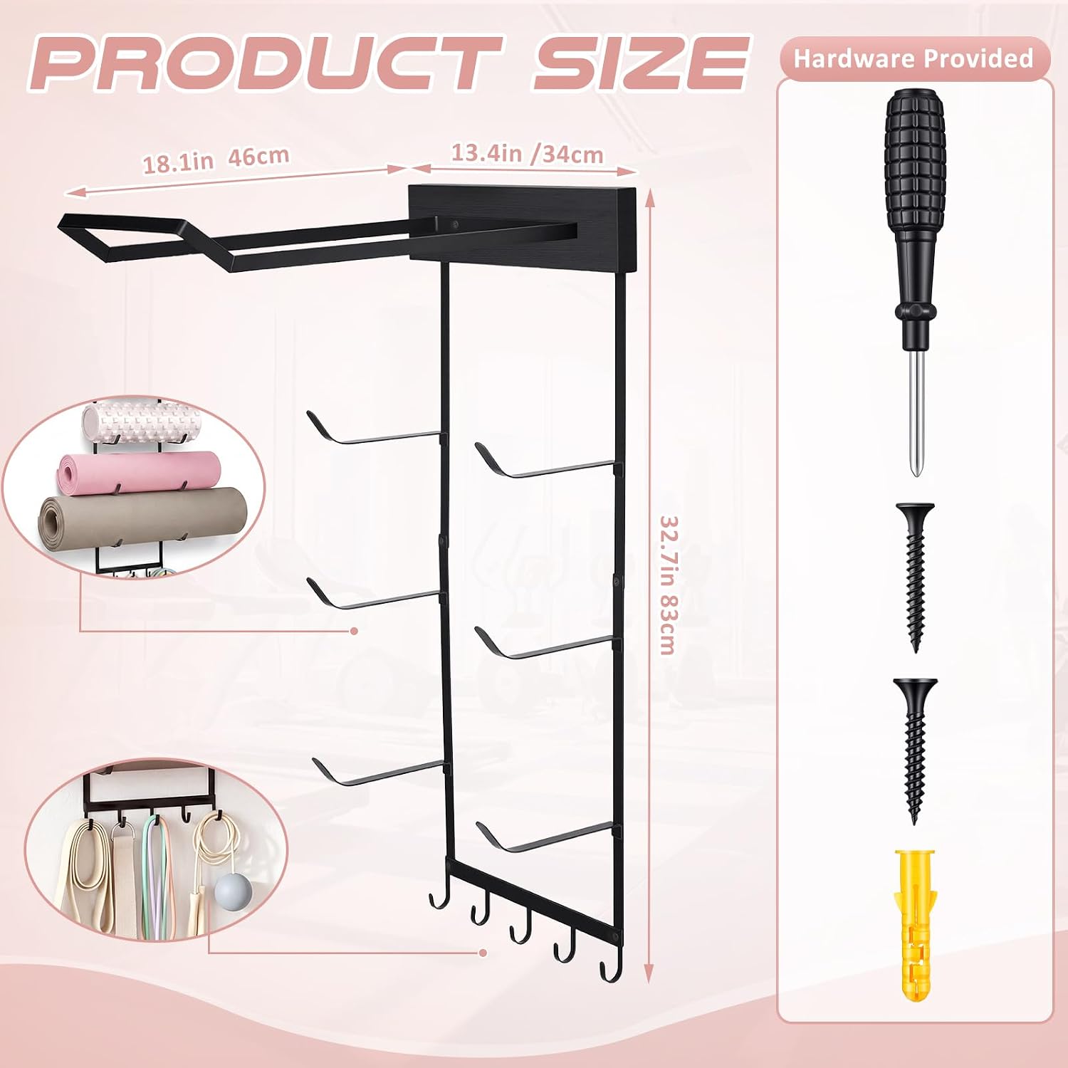 Black Metal Yoga Mat Rack