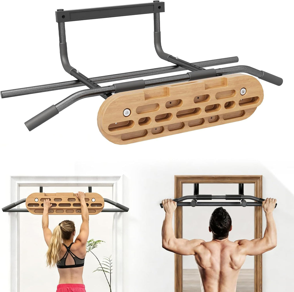 2-in-1 Doorway Pull Up Bar Climbing Hangboard