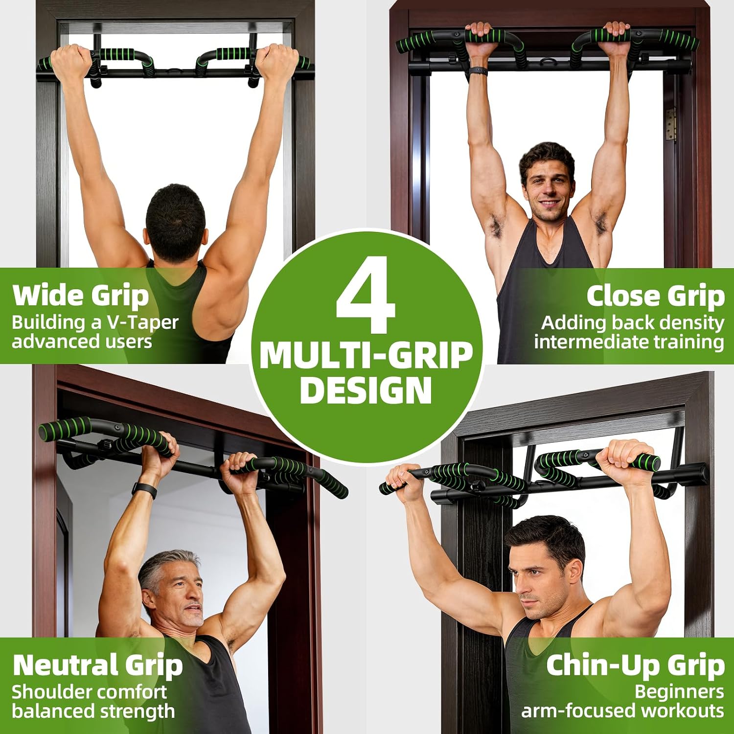 Ergonomic No-Screw Door Pull Up Bar