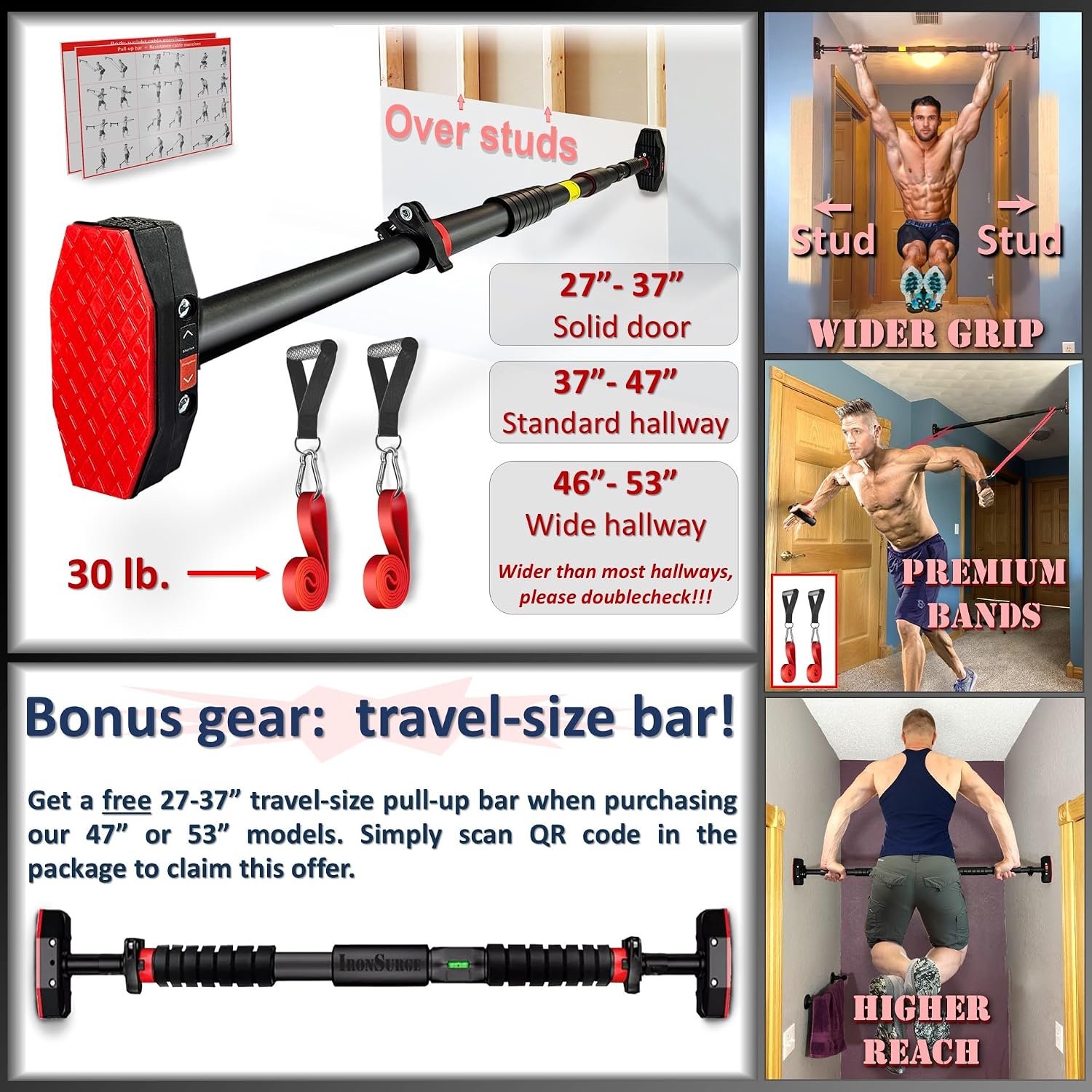 Doorway No-Screw Pull Up Bar Set