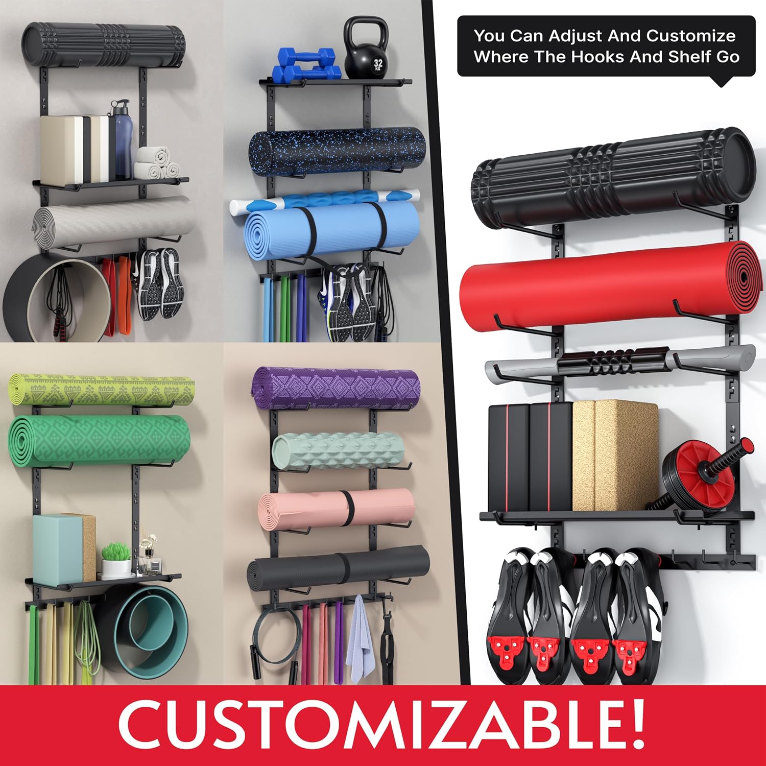 Wall Gym Yoga Mat Storage Shelf