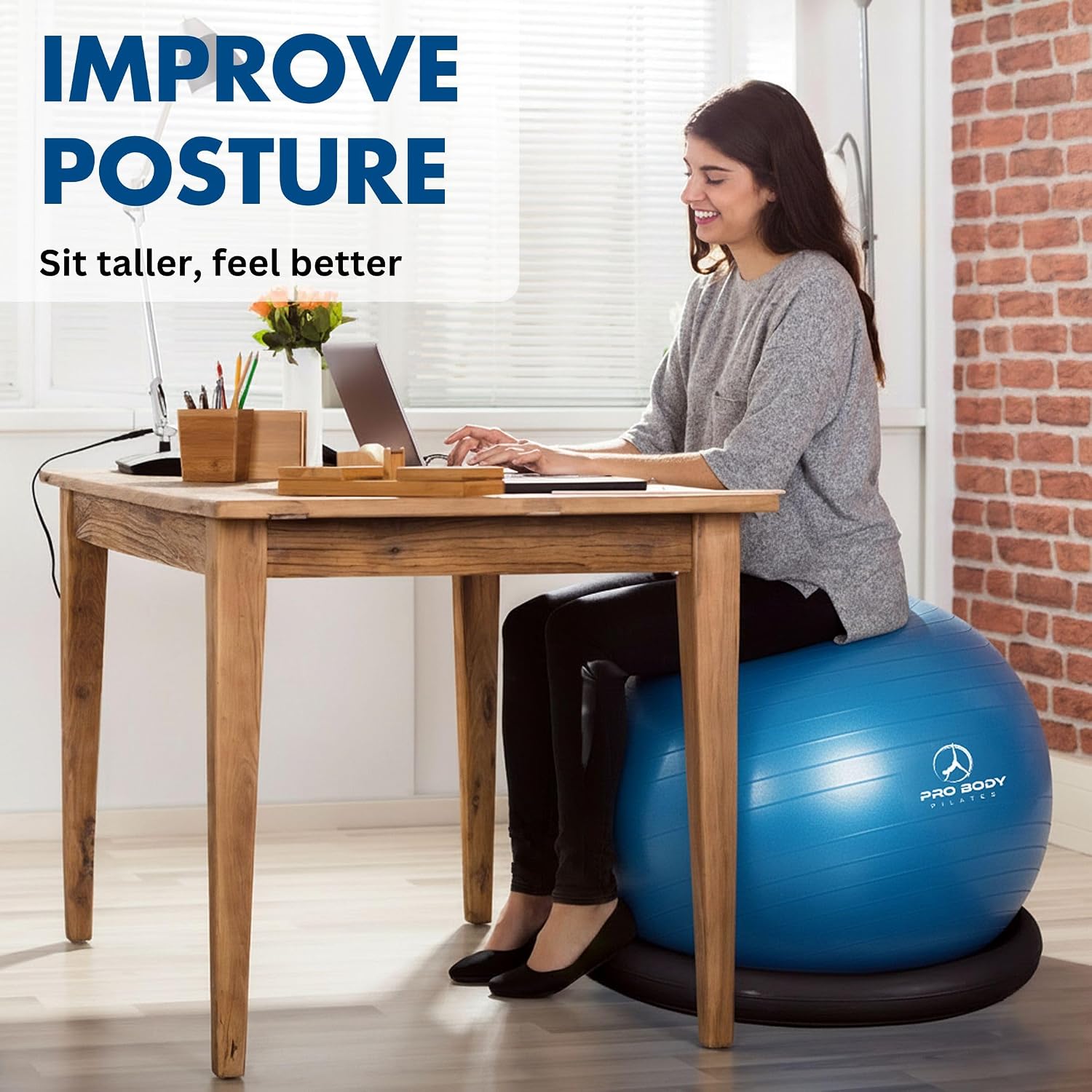 65cm Anti-Burst Yoga Ball Chair with Base