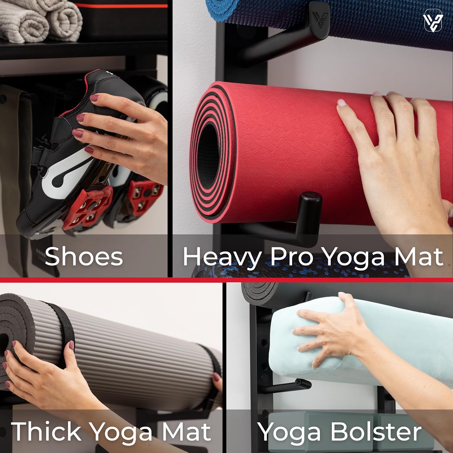 Adjustable Wood Wall Yoga Mat Rack