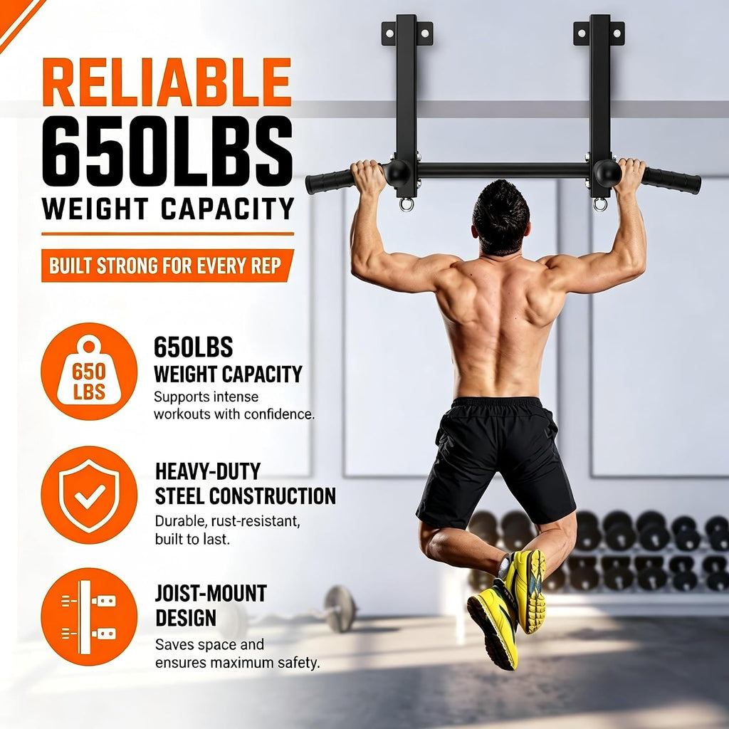 650lbs Joist Mount Multi-Grip Pull Up Bar