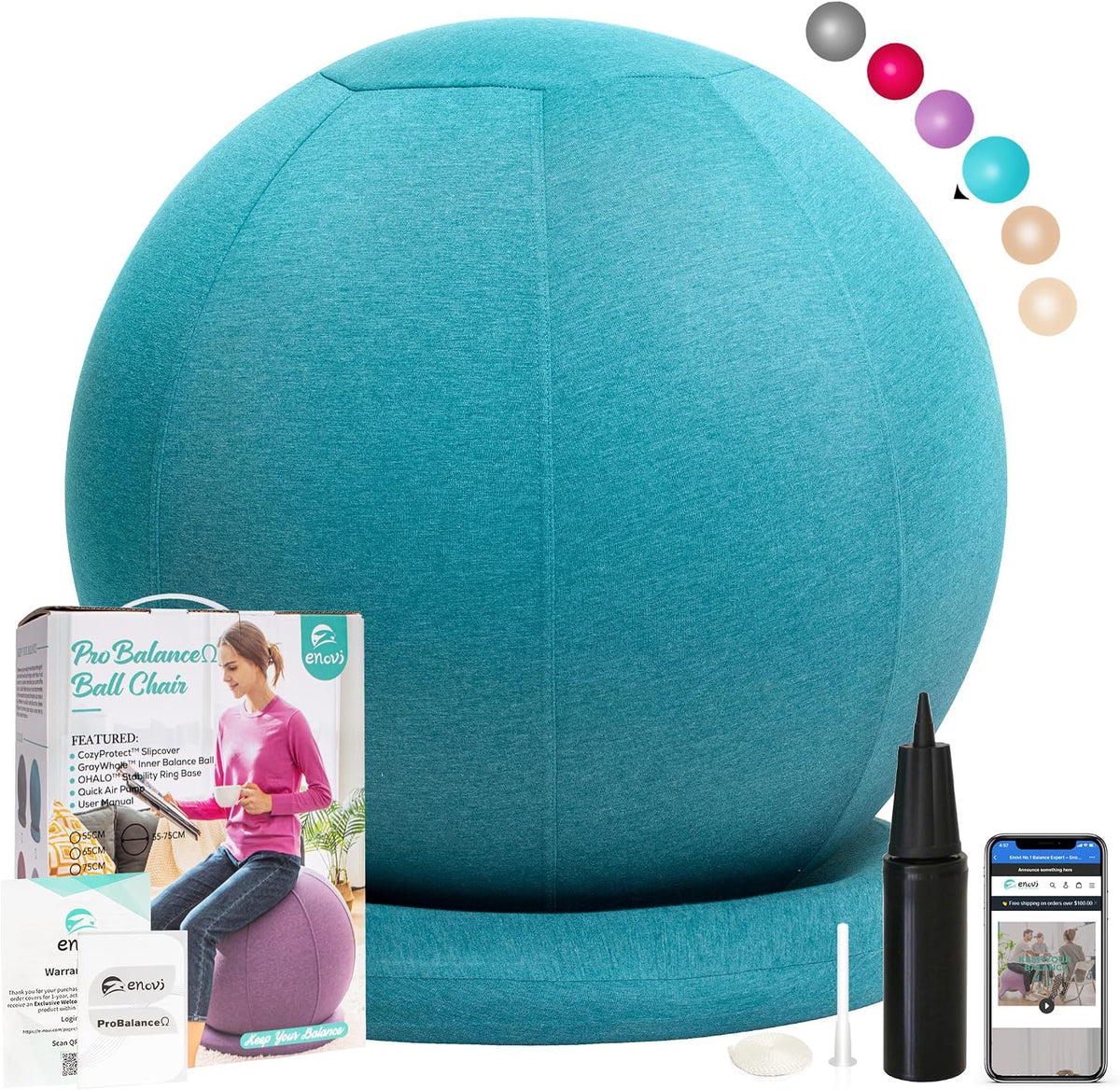 Yoga Ball Chair with Slipcover & Base